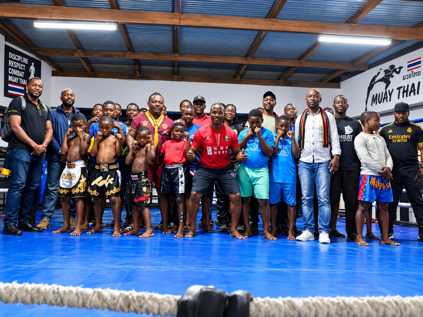 Pratiquants et encadreurs réunis sur le ring